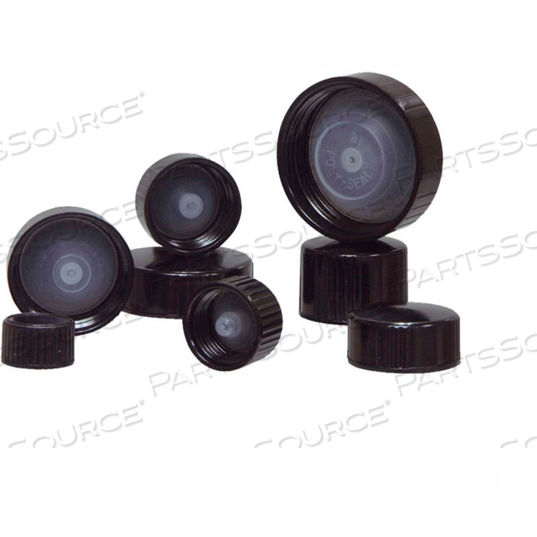 BLACK RIBBED PHENOLIC POLYCONE LINED CAP, 22-400 NECK FINISH, CASE OF 576 by Qorpak