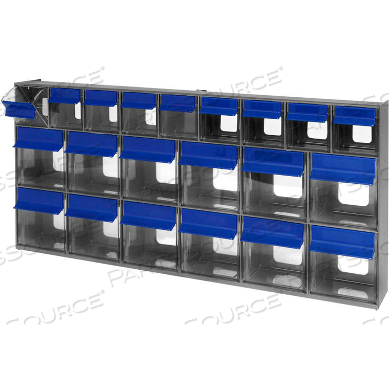 TIP OUT STORAGE BIN 3-5/8"L X 23-5/8"W X 11-3/16"H GRAY by Quantum Storage Systems TIP OUT STORAGE BIN 3-5/8"L X 23-5/8"W X 11-3/16"H GRAY by Quantum Storage Systems