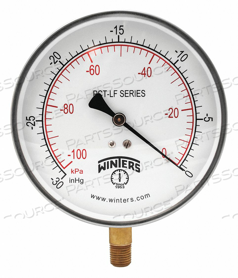 J1384 GAUGE PRESSURE 4-1/2IN 30IN. HG VAC TO 0 by Winters Instruments