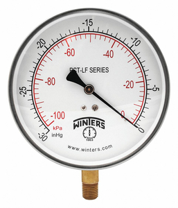 J1384 GAUGE PRESSURE 4-1/2IN 30IN. HG VAC TO 0 by Winters Instruments