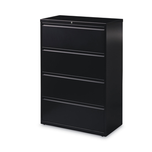 LATERAL FILE CABINET, 4 LETTER/LEGAL/A4-SIZE FILE DRAWERS, BLACK, 36 X 18.62 X 52.5 by Hirsh