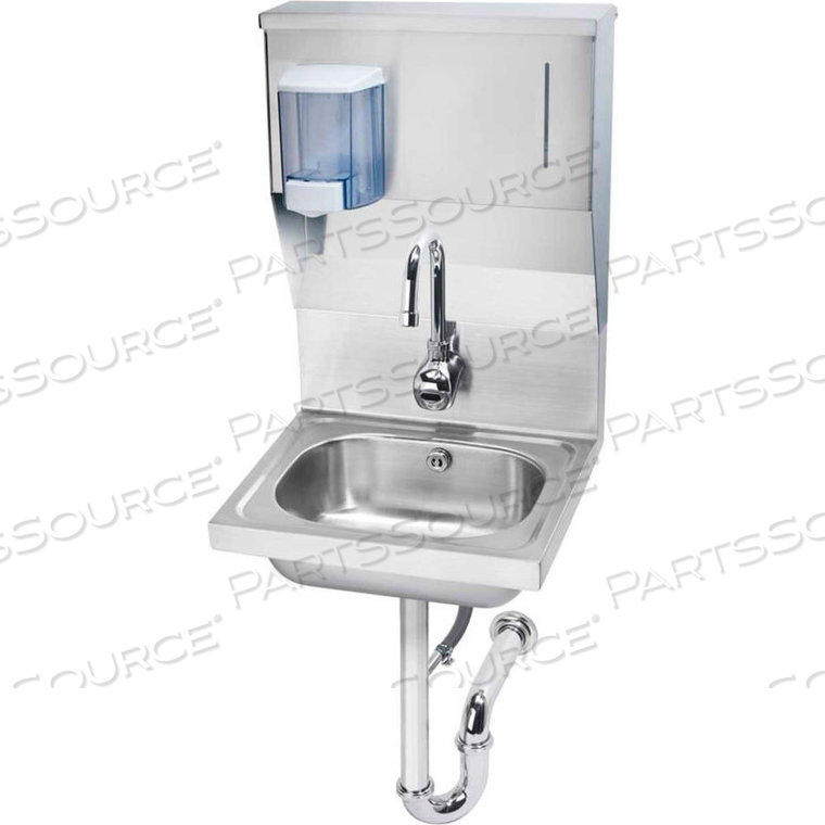 16" WIDE HAND SINK WITH ELECTRONIC FAUCET, SOAP AND TOWEL DISPENSER by Krowne