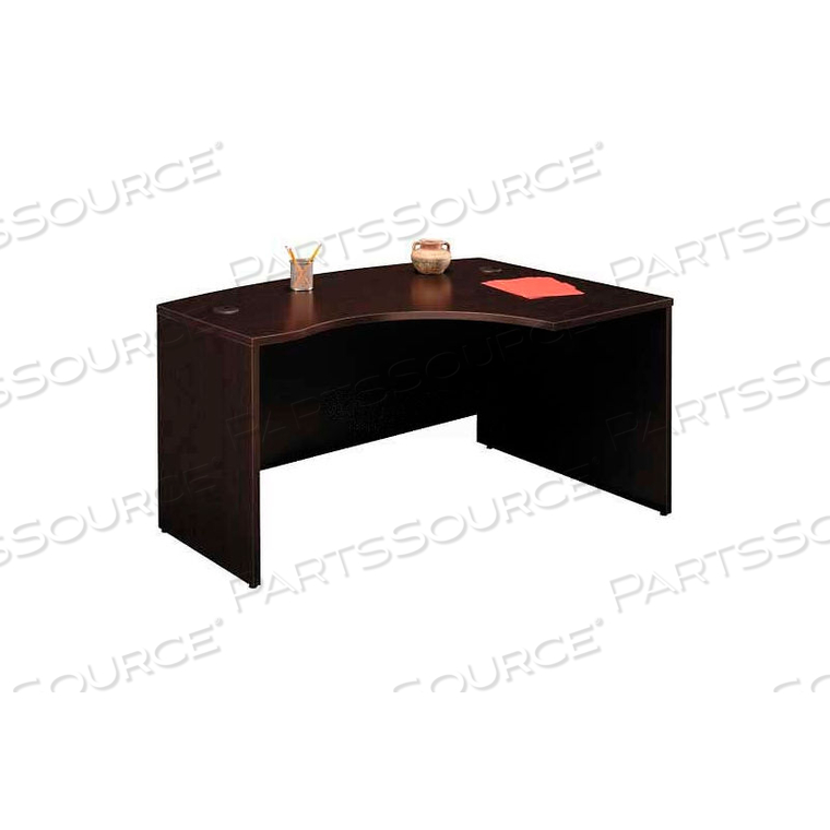 RIGHT HAND WOOD DESK WITH BOW FRONT - MOCHA CHERRY - SERIES C 