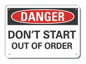 DECAL DANGER DONT START OUT 14X10 by Lyle Signs Inc.