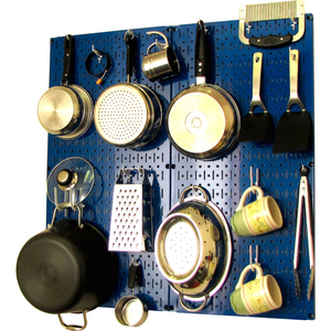 KITCHEN PEGBOARD PACK STORAGE & ORGANIZATION KIT, BLUE/WHITE, 32" X 32" X 6" by Wall Control Pegboard KITCHEN PEGBOARD PACK STORAGE & ORGANIZATION KIT, BLUE/WHITE, 32" X 32" X 6" by Wall Control Pegboard