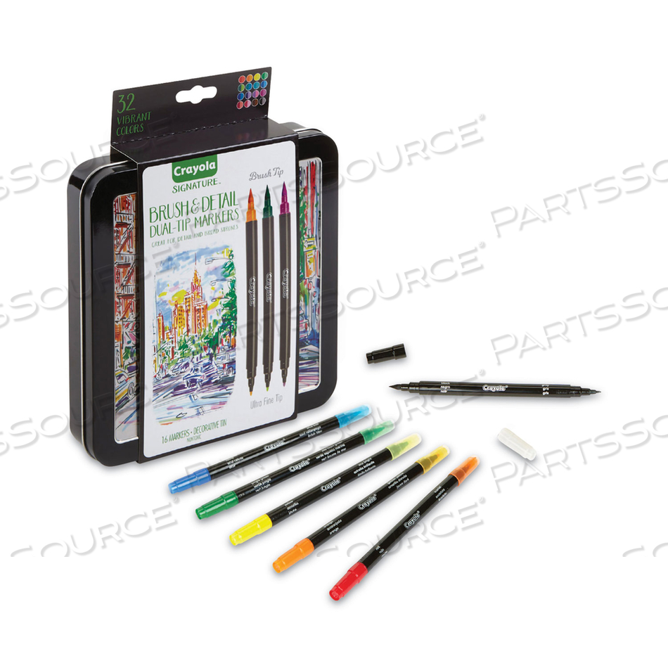 BRUSH AND DETAIL DUAL ENDED MARKERS, EXTRA-FINE BRUSH/BULLET TIPS, ASSORTED COLORS by Crayola