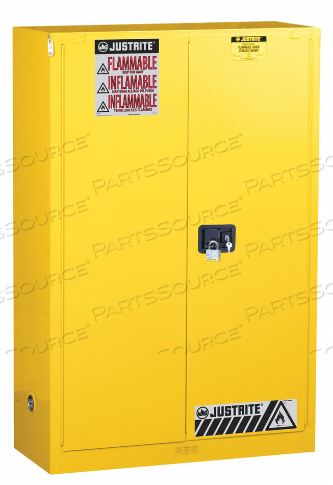 60 GALLON 1 SLIDING DOOR, SELF-CLOSE, FLAMMABLE CABINET, 34"W X 34"D X 65"H, YELLOW by Justrite