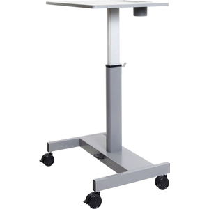 MOBILE STUDENT SIT-STAND DESK - PNEUMATIC HEIGHT ADJUSTMENT - 29" TO 43.5"H - GRAY by Luxor