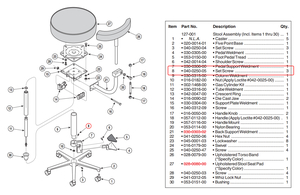 0.250-28 X 0.250 SCREW SET ASSEMBLY FOR 104 RITTER EXAM TABLE BACKLOCK LEVER by Midmark Corp.
