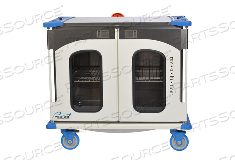 42" REVOLUTION SURGICAL CLOSED CASE CART WITH DOUBLE DOOR/BIOHAZARD WHEEL by Pedigo Products, Inc.