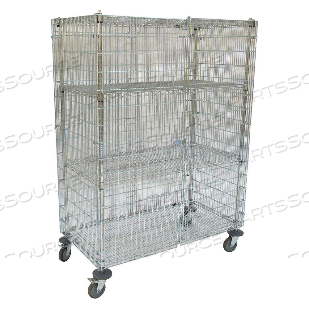 WIRE SECURITY CART WITH ADJUSTABLE SHELVES, 1,000 LB LOAD CAPACITY, 48 INX24 IN by Approved Vendor