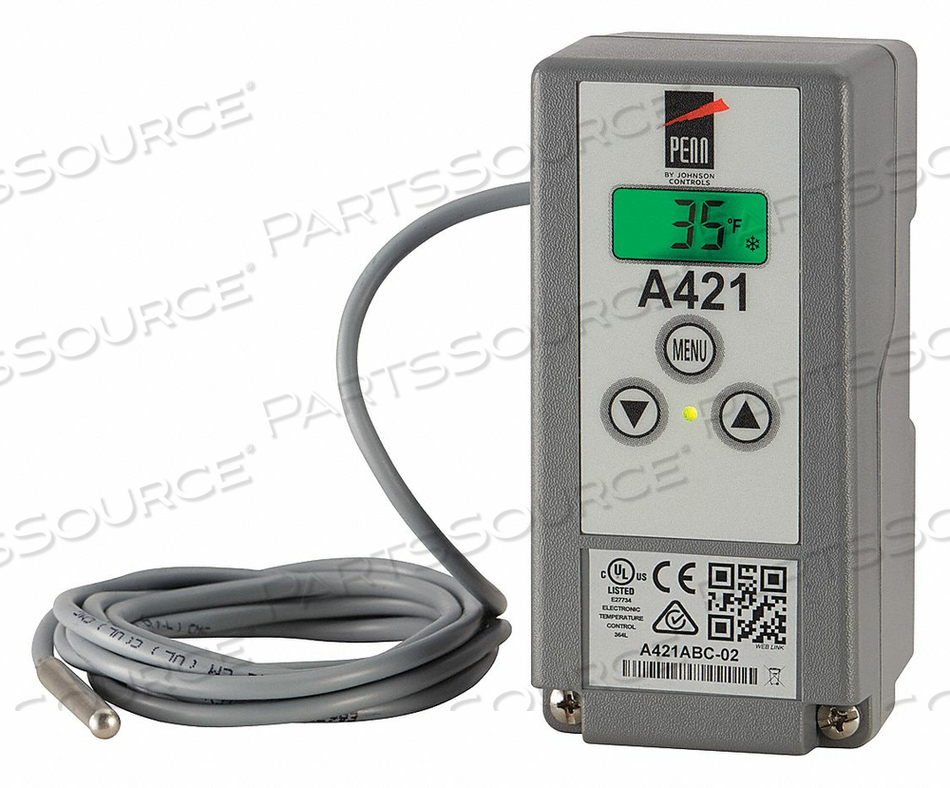 ELECTRONIC SINGLE STAGE TEMPERATURE CONTROL 24 VAC UL TYPE 1 IP20 100VA 24 VAC CLASS 2 2M (6'-6") TE by Johnson Controls