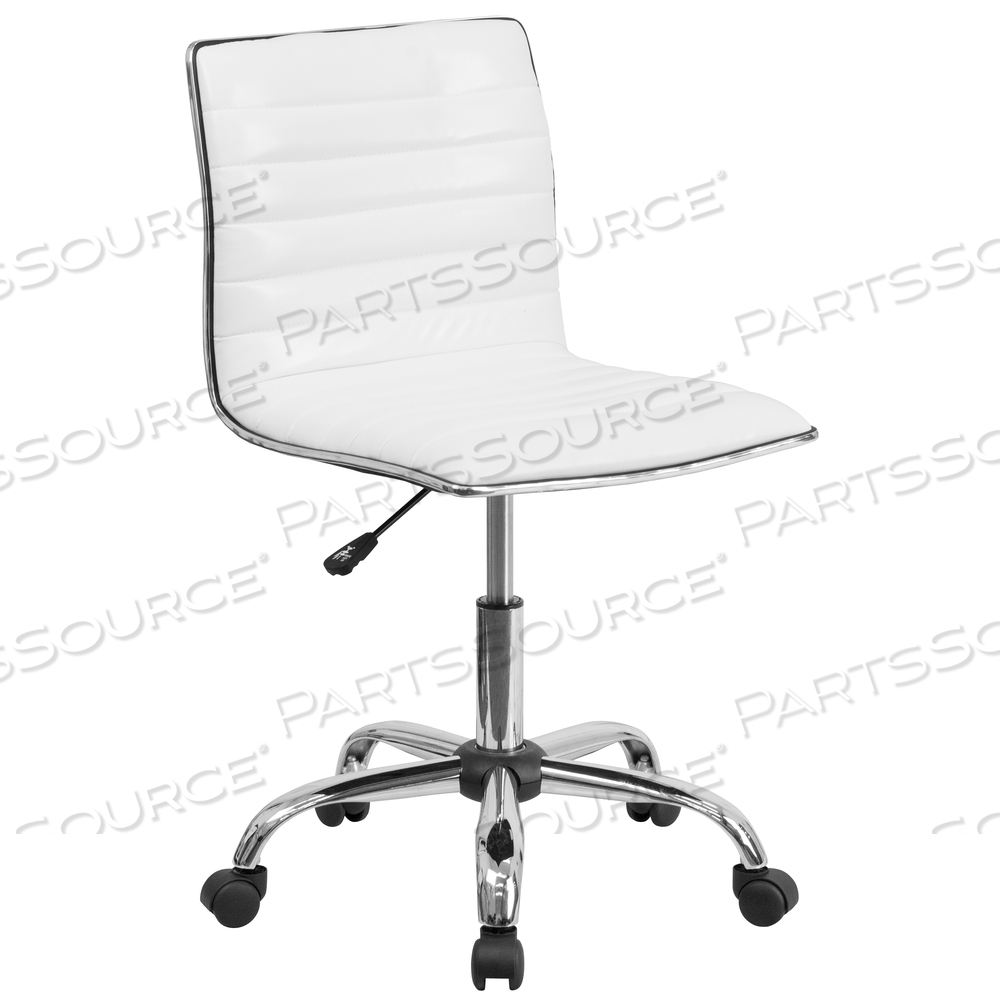 ALAN LOW BACK DESIGNER ARMLESS WHITE RIBBED SWIVEL TASK OFFICE CHAIR by Flash Furniture