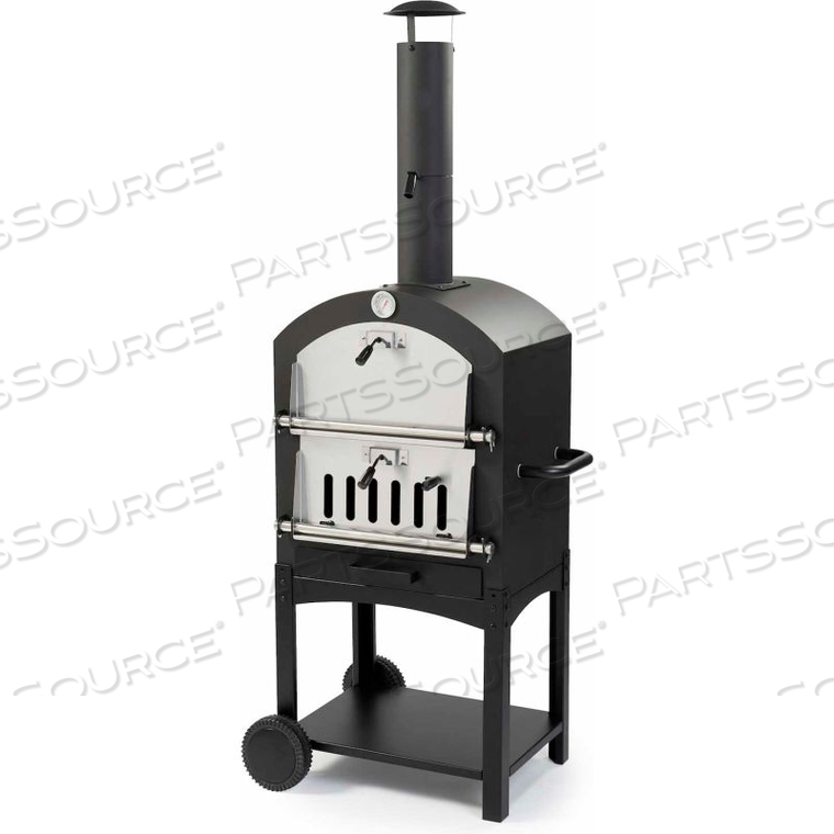 STAND ALONE WOOD FIRED GARDEN OVEN W/ PIZZA STONE, BLACK 