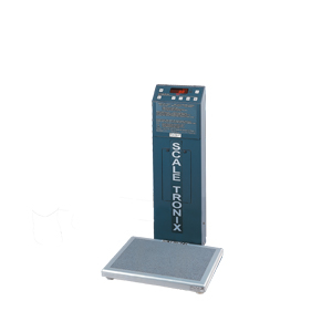 LOW-PROFILE STAND-ON SCALE, 660 LB/300 KG WITH STANDARD WEIGHT (LB/KG) (X) AND BATTERY POWER by Scale-Tronix