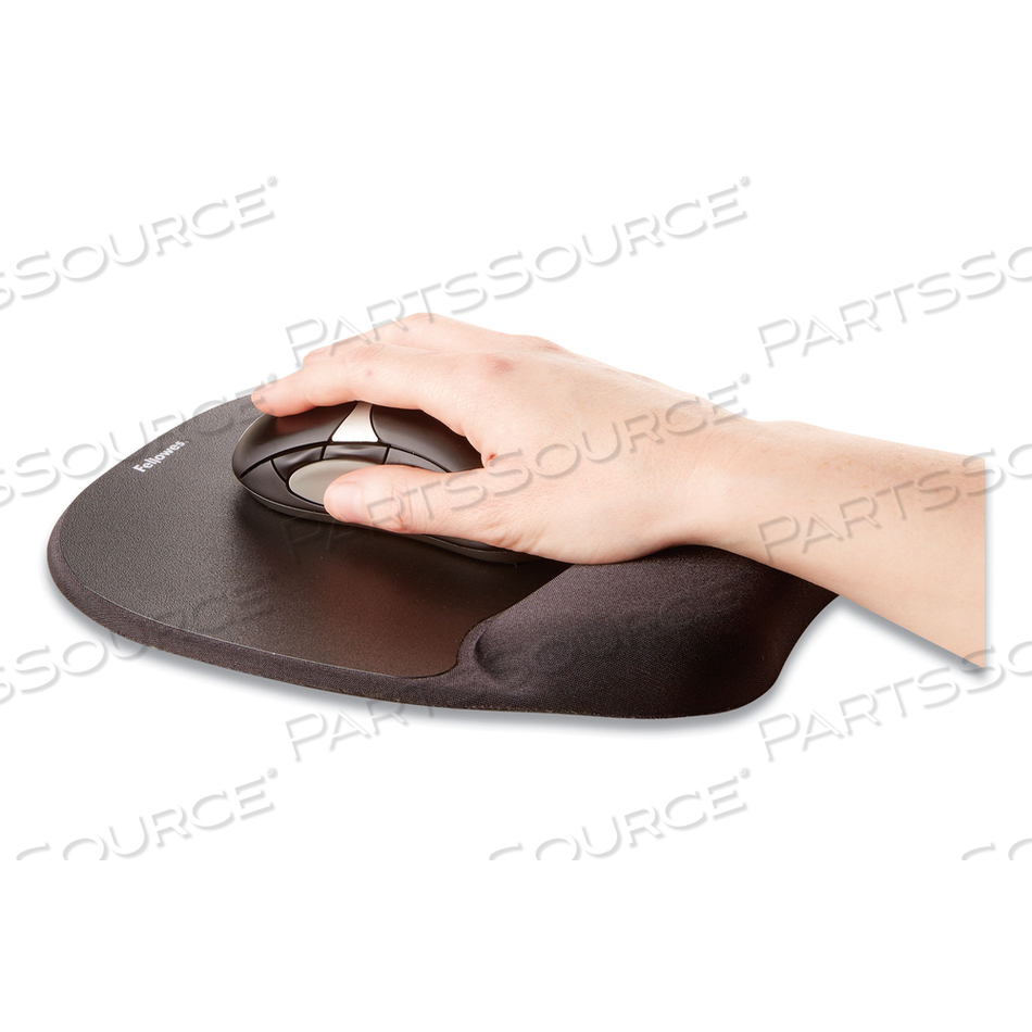 MEMORY FOAM MOUSE PAD WITH WRIST REST, 7.93 X 9.25, BLACK by Fellowes