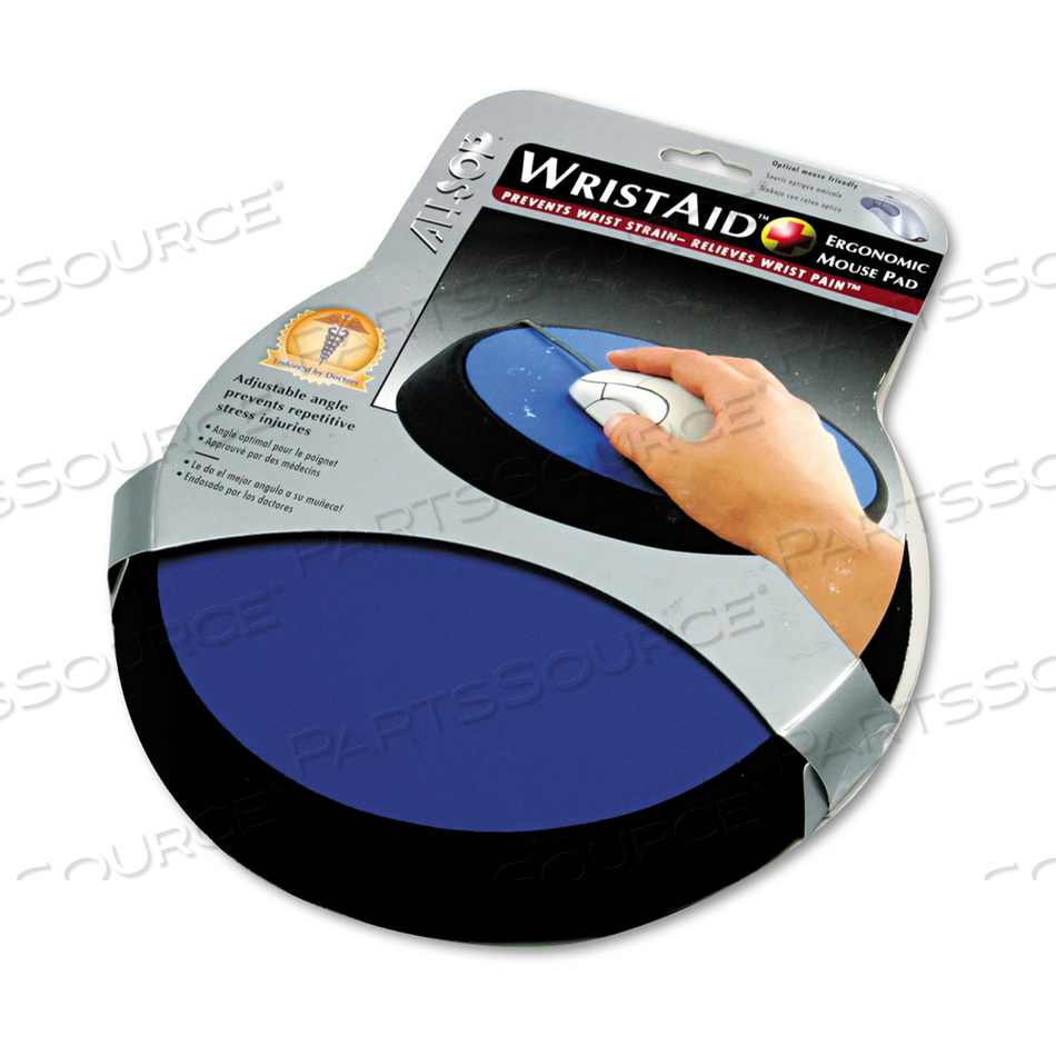 WRIST AID ERGONOMIC CIRCULAR MOUSE PAD, 9" DIA., COBALT by Allsop