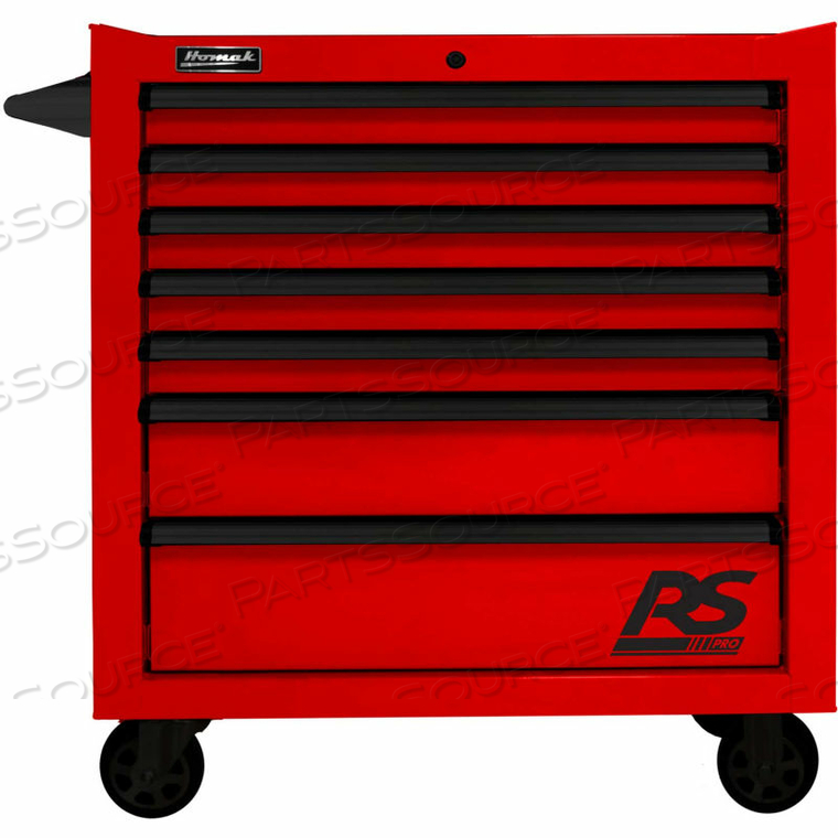 RS PRO SERIES 36"W X 24"D X 39"H 7 DRAWER RED ROLLER TOOL CABINET by Homak Manufacturing RS PRO SERIES 36"W X 24"D X 39"H 7 DRAWER RED ROLLER TOOL CABINET by Homak Manufacturing