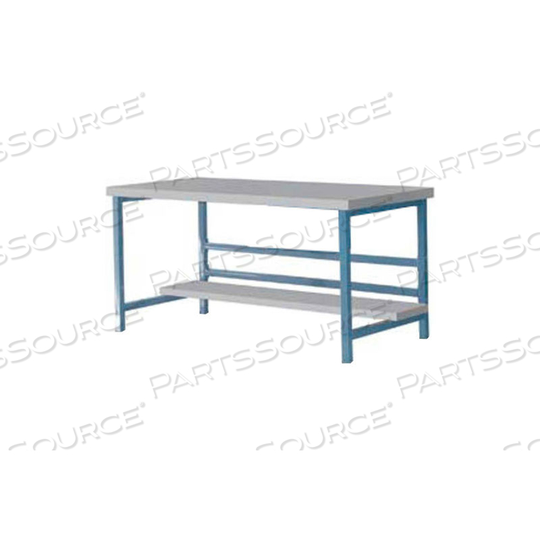 STATIONARY 72" X 30" PLASTIC LAMINATE SQUARE EDGE WORKBENCH - BLUE 