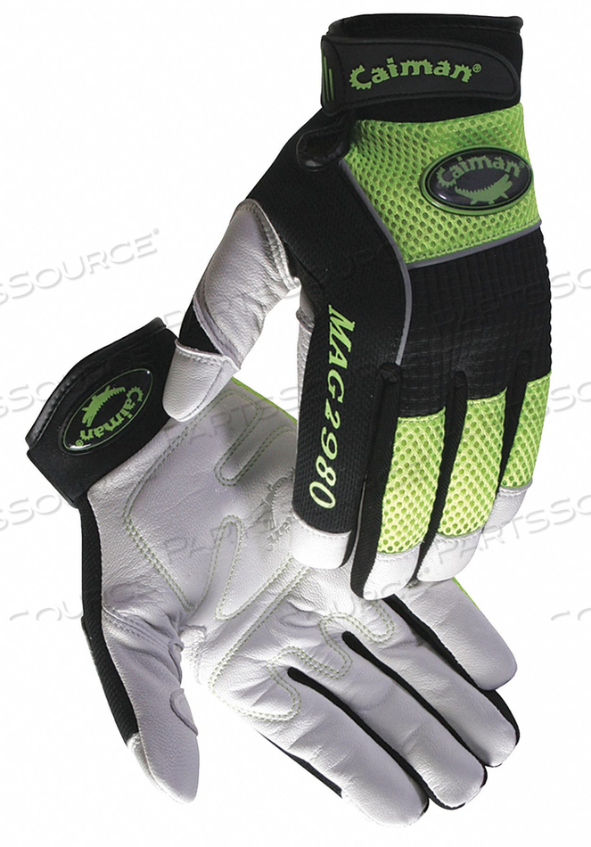 MECHANICS GLOVES WHITE/HI-VIS LIME L PR by Caiman MECHANICS GLOVES WHITE/HI-VIS LIME L PR by Caiman
