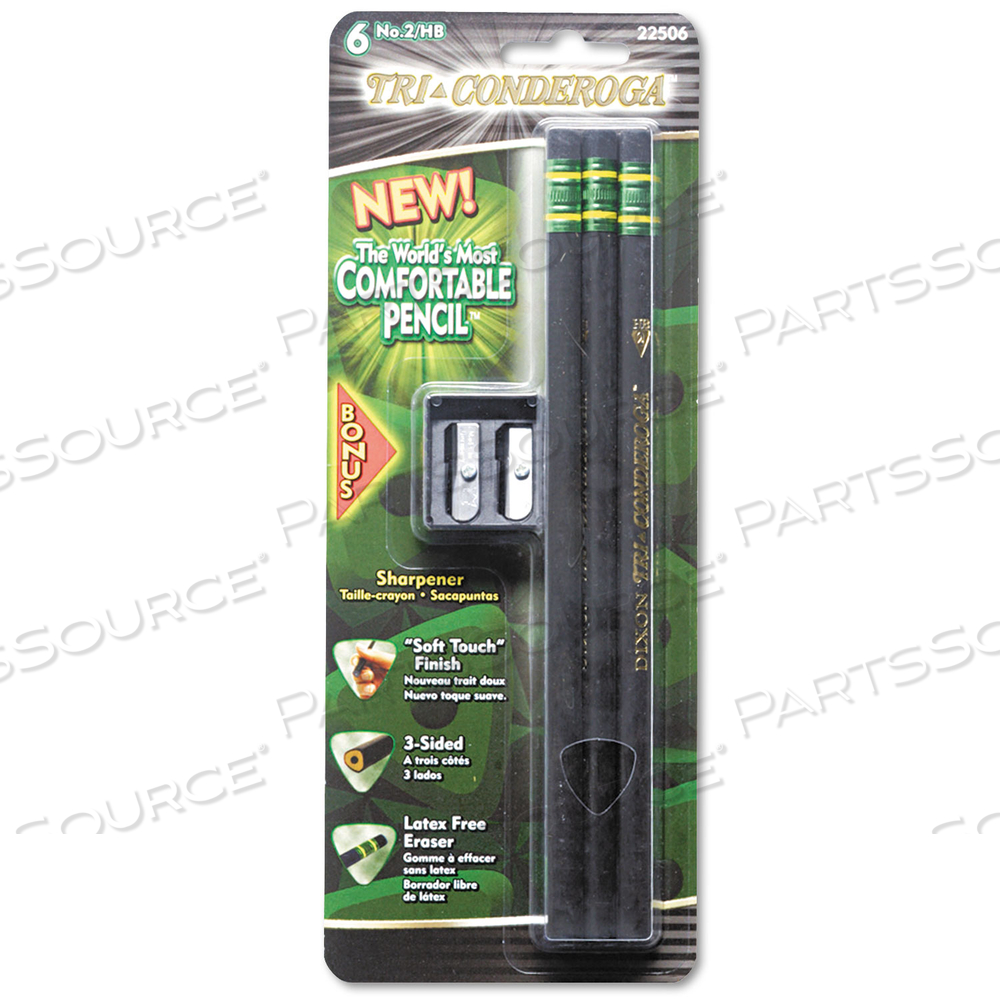 TRI-CONDEROGA TRIANGULAR #2 WOODCASE OVERSIZED PENCIL, HB (#2), BLACK LEAD, YELLOW BARREL by Dixon Ticonderoga