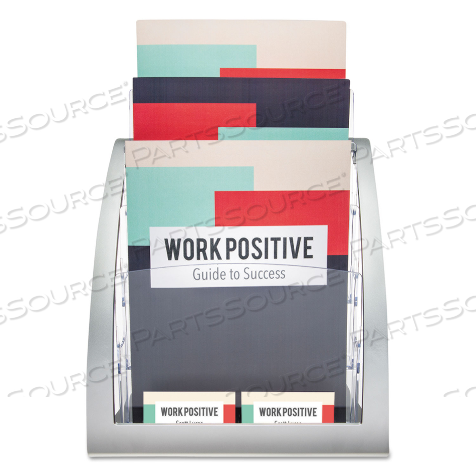 3-TIER LITERATURE HOLDER, LEAFLET SIZE, 11.25W X 6.94D X 13.31H, SILVER by Deflecto