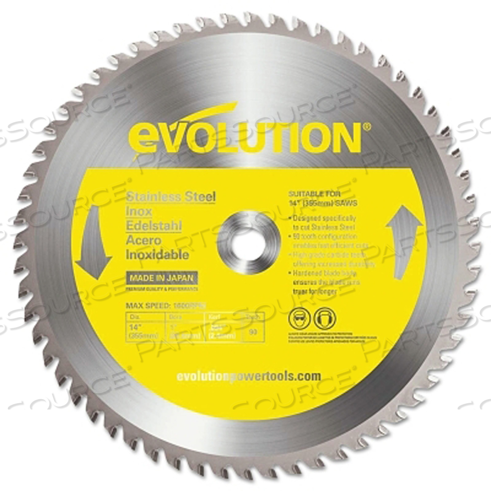TCT METAL-CUTTING BLADE, 14 IN, 1 IN ARBOR, 1600 RPM, 90 TEETH by Evolution TCT METAL-CUTTING BLADE, 14 IN, 1 IN ARBOR, 1600 RPM, 90 TEETH by Evolution