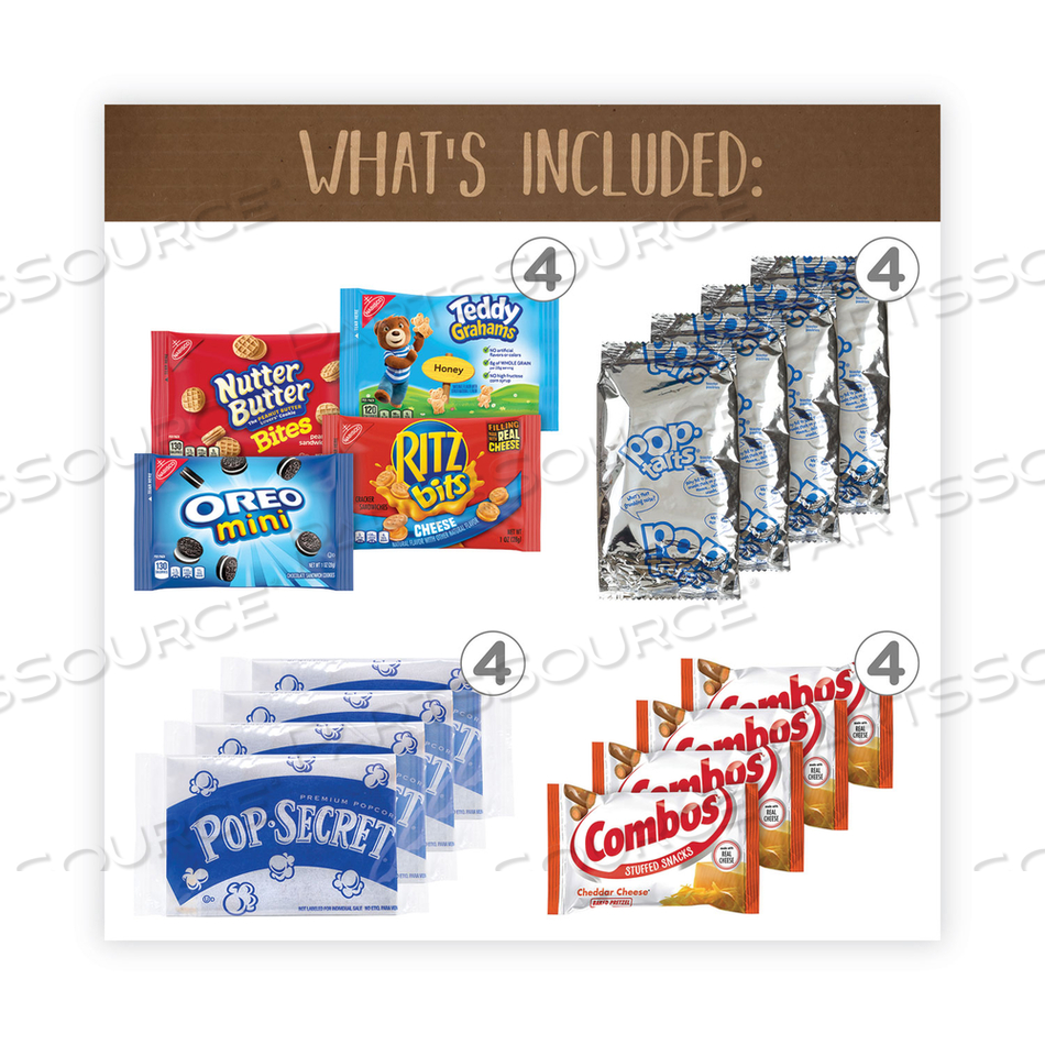 QUARANTINE SNACK BOX, 42 ASSORTED SNACKS, 5 LB BOX 