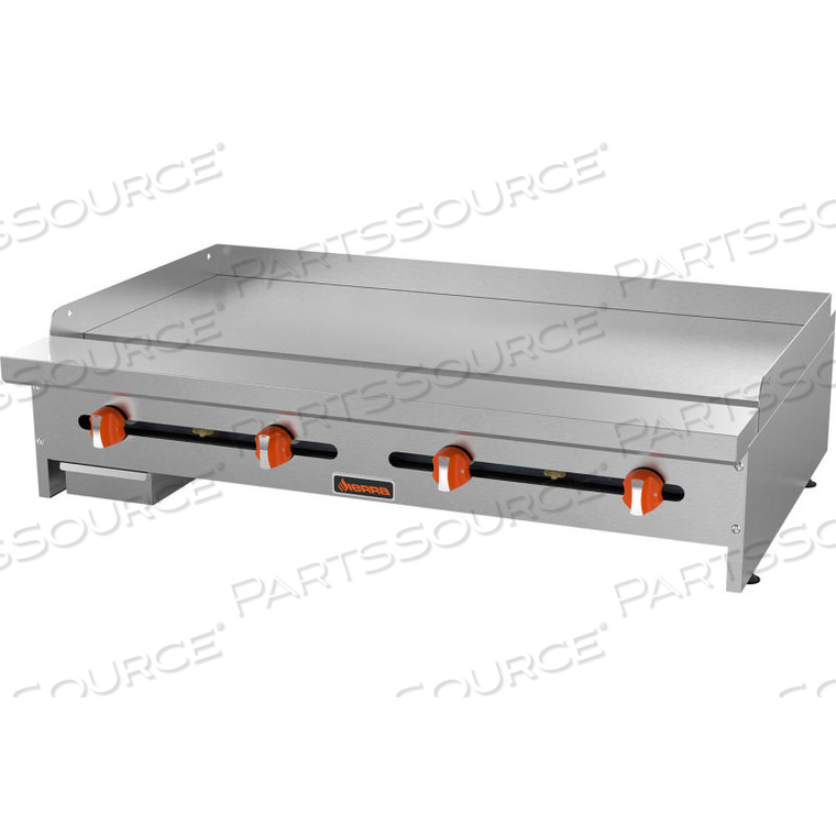 SIERRA RANGE - GRIDDLE, 48"W, 4 U-SHAPED BURNERS, 23,000 BTU EACH, 3/4" POLISHED STEEL PLATE 