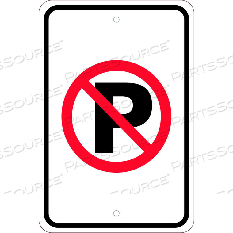 NMC TRAFFIC SIGN, NO PARKING GRAPHIC SYMBOL, 18" X 12", WHITE by National Marker Company