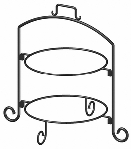 ROUND PLATE STAND BLACK IRON 2 TIER 12IN by ITI