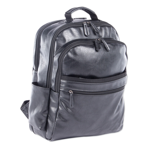 VALAIS BACKPACK, FITS DEVICES UP TO 15.6", LEATHER, 5.5 X 5.5 X 16.5, BLACK by Swiss Mobility