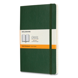 CLASSIC SOFTCOVER NOTEBOOK, 1 SUBJECT, WIDE/LEGAL RULE, MYRTLE GREEN COVER, 8.25 X 5, 96 SHEETS by Moleskine