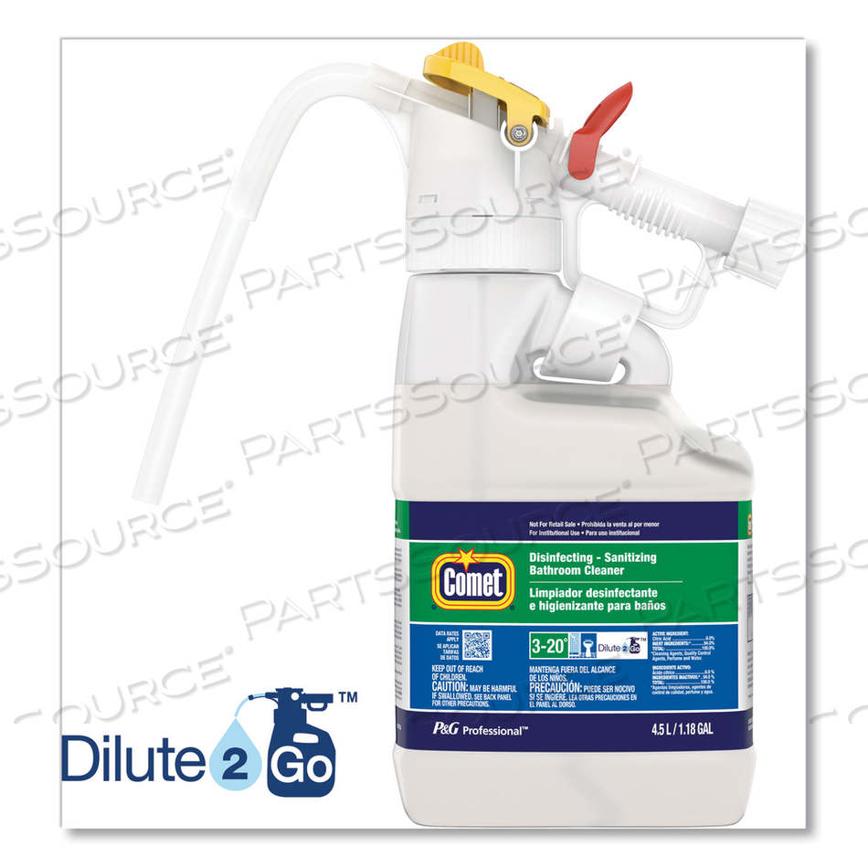 DILUTE 2 GO, COMET DISINFECTING - SANITIZING BATHROOM CLEANER, CITRUS SCENT, 4.5 L JUG, 1/CARTON 