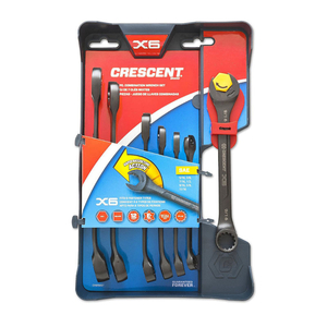 CRESCENT COMBINATION WRENCH SET WITH RATCHETING OPEN-END AND STATIC BOX-END, 7-PIECE by Crescent