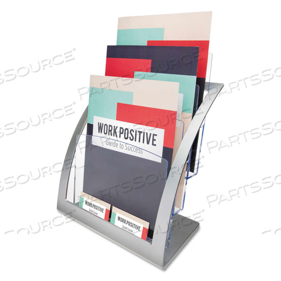 3-TIER LITERATURE HOLDER, LEAFLET SIZE, 11.25W X 6.94D X 13.31H, SILVER by Deflecto