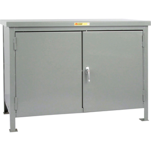 ALL-WELDED CABINET WORKBENCH - STEEL TOP, CENTER SHELF - 60"W X 30"D X 36"H by Little Giant