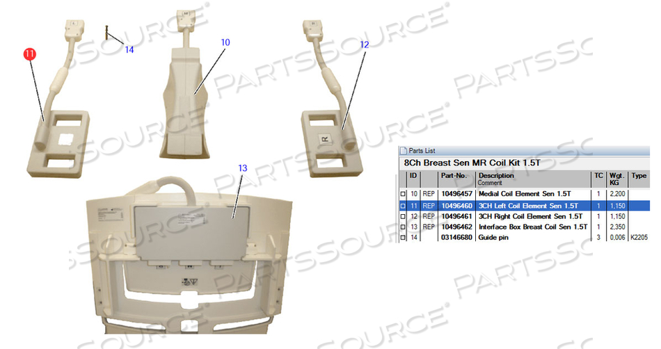 COIL ELEMENT SENSOR, SENSOR, LEFT, FOR USE WITH: FOR 1.5T 63.6MHZ MRI SCANNER by Siemens Medical Solutions