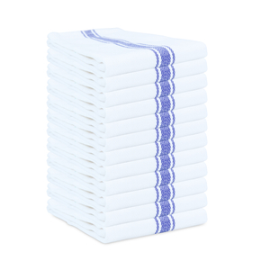 HERRINGBONE TEA TOWELS BLUE STRIPE by Monarch Brands Inc.