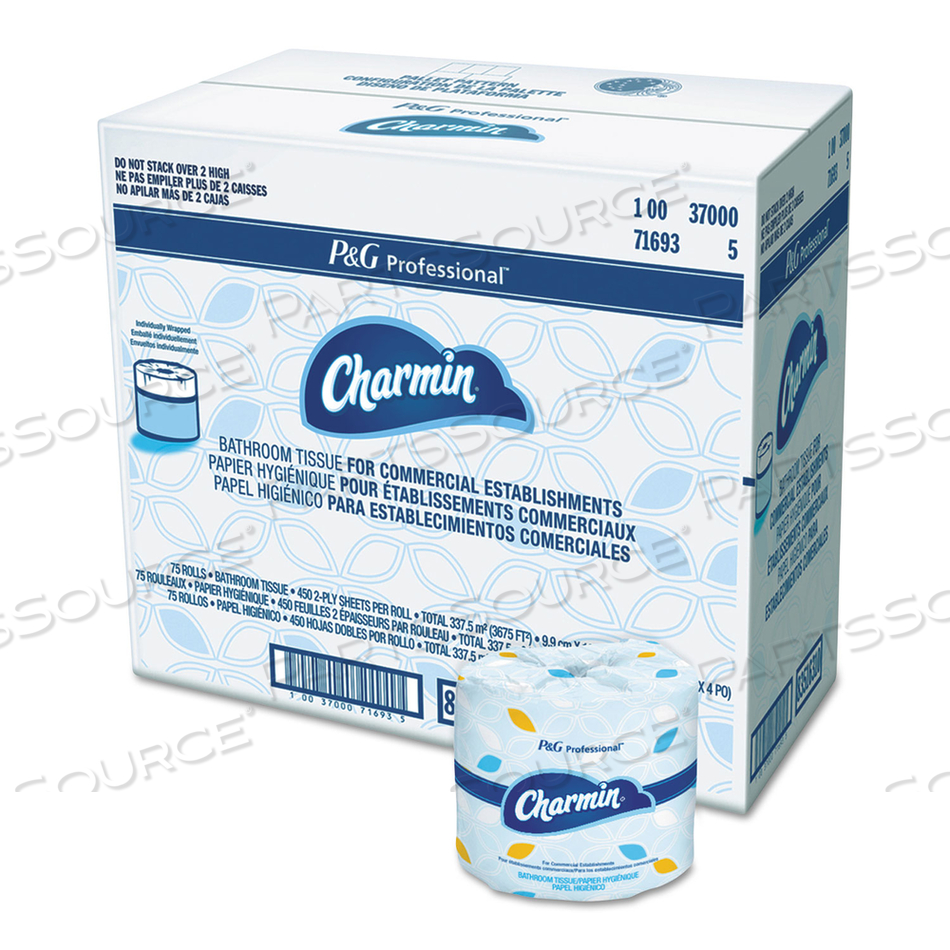 COMMERCIAL BATHROOM TISSUE, SEPTIC SAFE, INDIVIDUALLY WRAPPED, 2-PLY, WHITE, 450 SHEETS/ROLL by Charmin