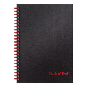 HARDCOVER TWINWIRE NOTEBOOK, SCRIBZEE COMPATIBLE, 1 SUBJECT, WIDE/LEGAL RULE, BLACK COVER, 8.25 X 5.88, 70 SHEETS by Black n' Red