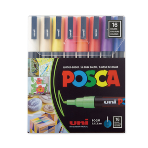 PERMANENT SPECIALTY MARKER, FINE BULLET TIP, ASSORTED COLORS,16/PACK by POSCA