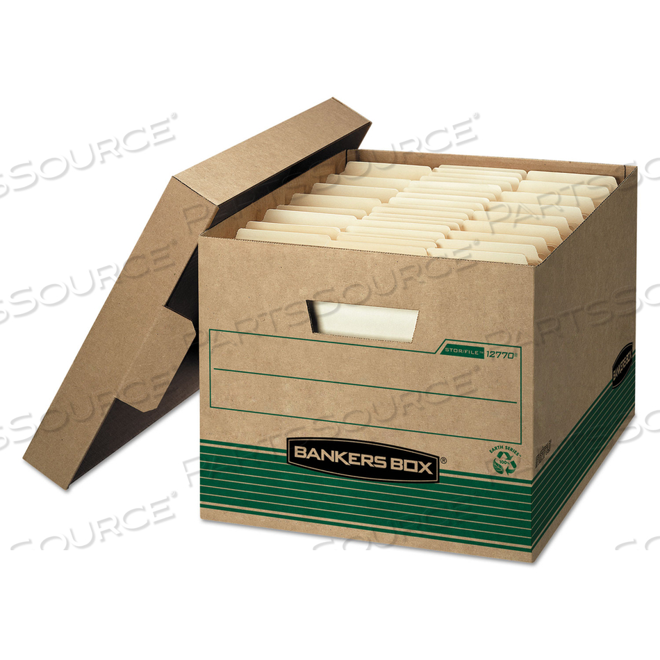 STOR/FILE MEDIUM-DUTY 100% RECYCLED STORAGE BOXES, LETTER/LEGAL FILES, 12.5" X 16.25" X 10.25", KRAFT/GREEN by Bankers Box