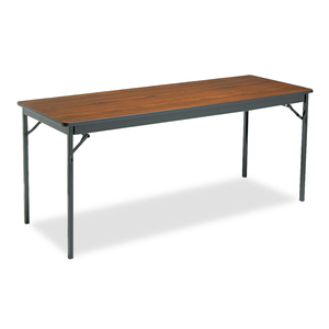 SPECIAL SIZE FOLDING TABLE, RECTANGULAR, 72W X 24D X 30H, WALNUT/BLACK by Barricks