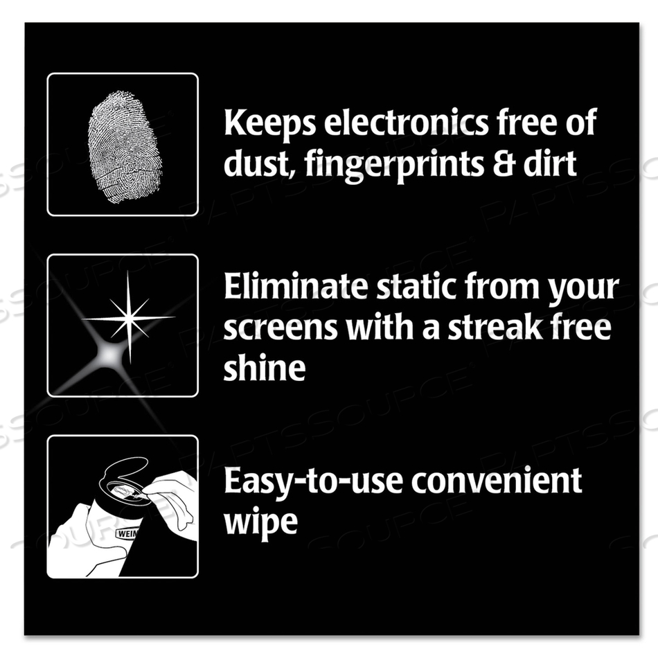 E-TRONIC WIPES, 7 X 8, WHITE, 30/CANISTER by Weiman E-TRONIC WIPES, 7 X 8, WHITE, 30/CANISTER by Weiman