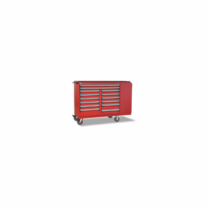 METAL 14 DRAWER MOBILE MULTI-DRAWER CABINET - 62"WX24"DX45-1/2"H RED by Rousseau Metal Inc.