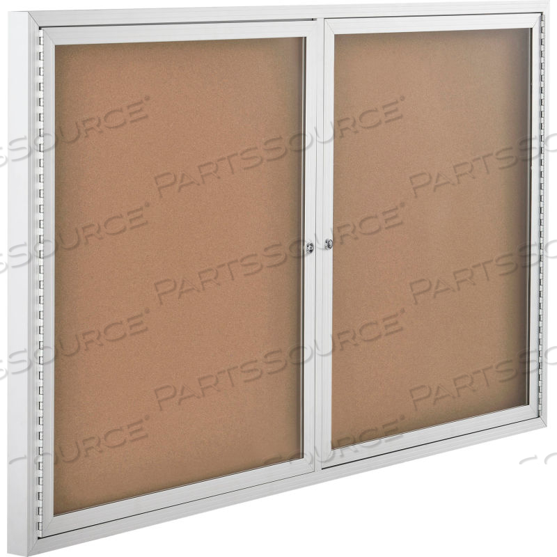 ENCLOSED BULLETIN BOARD - CORK - 60"W X 36"H - 2 DOORS by Approved Vendor