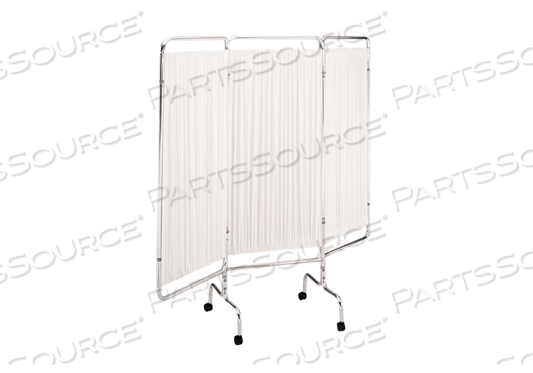 PATIENT SCREEN, CHROME, 3-PANEL, CASTERS, 78-1/4"W (EXTENDED) X 26-1/2"D (FOLDED) X 70-1/2"H 