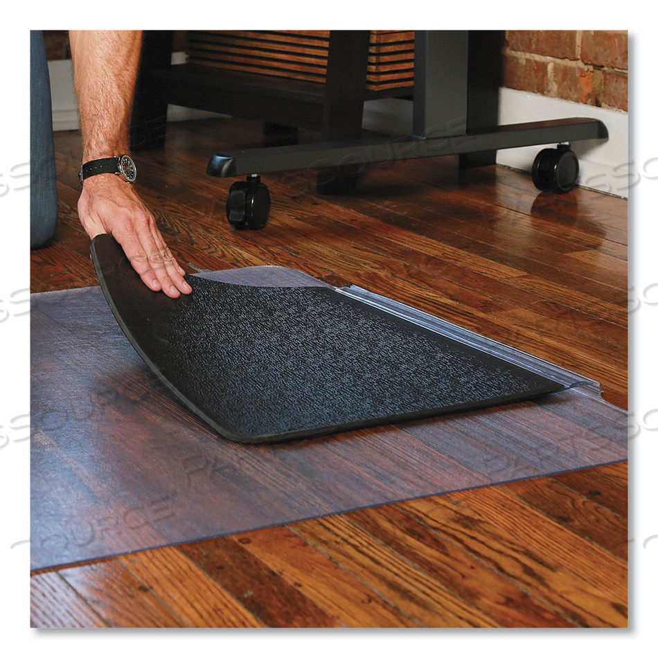 SIT OR STAND MAT FOR CARPET OR HARD FLOORS, 36 X 53 WITH LIP, CLEAR/BLACK by ES Robbins