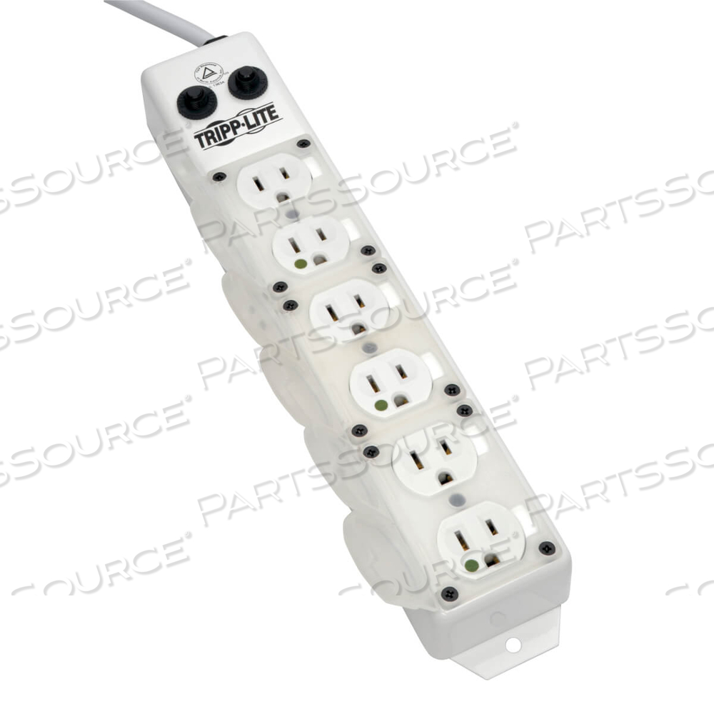 MEDICAL-GRADE POWER STRIP FOR PATIENT-CARE VICINITY, 6 OUTLETS, 15 FT CORD, WHITE by Tripp Lite